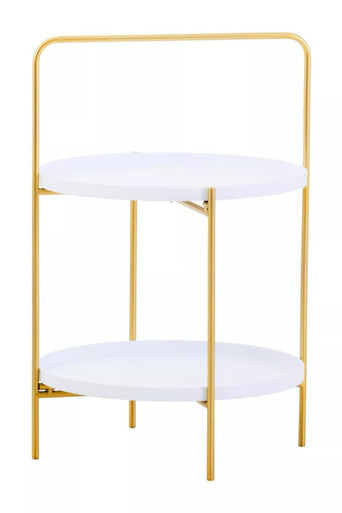 Trosa Two Tier White And Gold Side Table