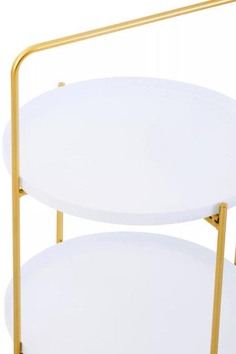 Trosa Two Tier White And Gold Side Table