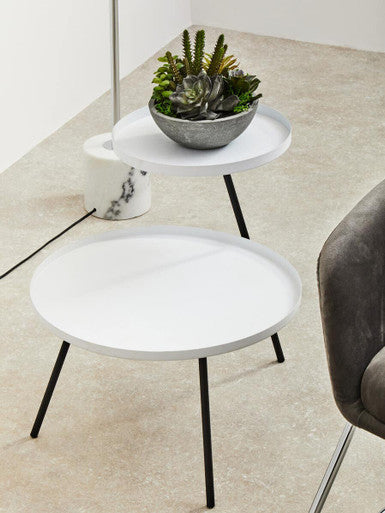 Trosa Two Tier White and Black Side Table