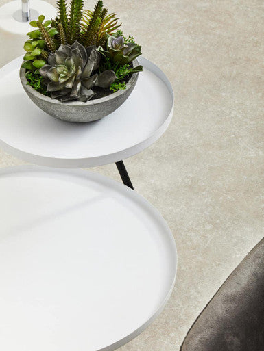 Trosa Two Tie White and Black Side Table