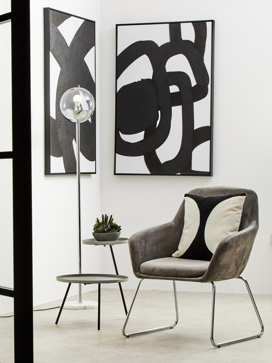 Trosa Two Tier Grey and Black Side Table