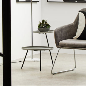Grey Iron Tray Top and Black Iron Legs 2 Shelf Side Table, Trosa