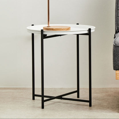 Grey Iron Round Side Table with Slender Metal Legs | Trosa
