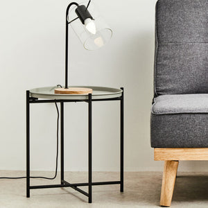 Trosa Grey and Black Finish Tray Side Table
