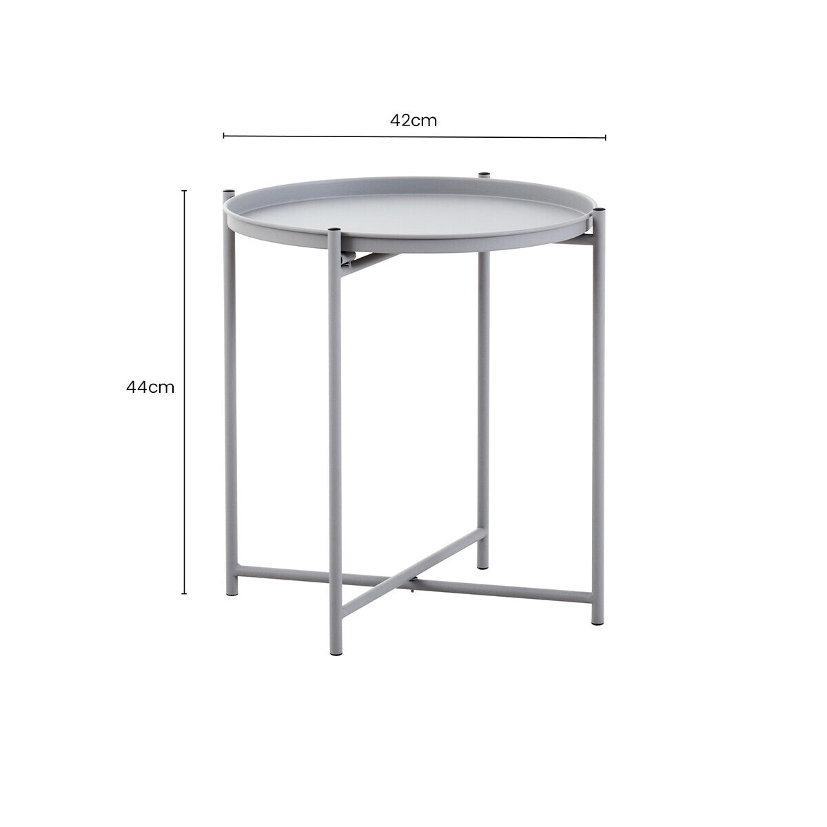 Grey Iron Round Side Table with Slender Metal Legs | Trosa