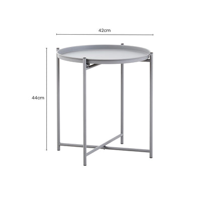Grey Iron Round Side Table with Slender Metal Legs | Trosa