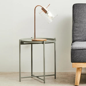 Trosa Grey Finish Round Tray Side Table