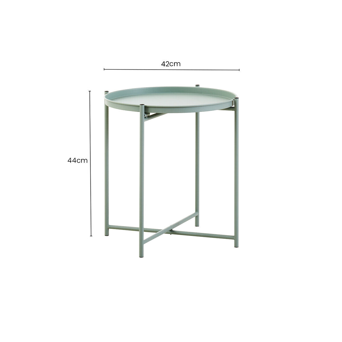 Green Iron Round Side Table with Slender Metal Legs, Trosa