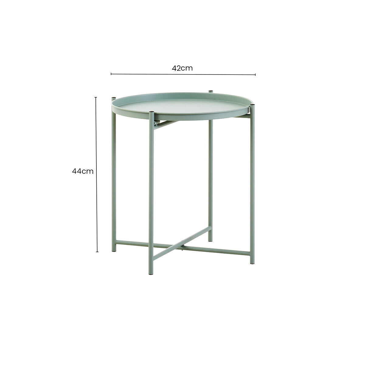 Green Iron Round Side Table with Slender Metal Legs | Trosa