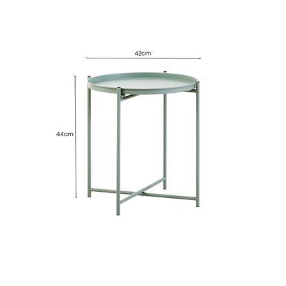 Green Iron Round Side Table with Slender Metal Legs | Trosa