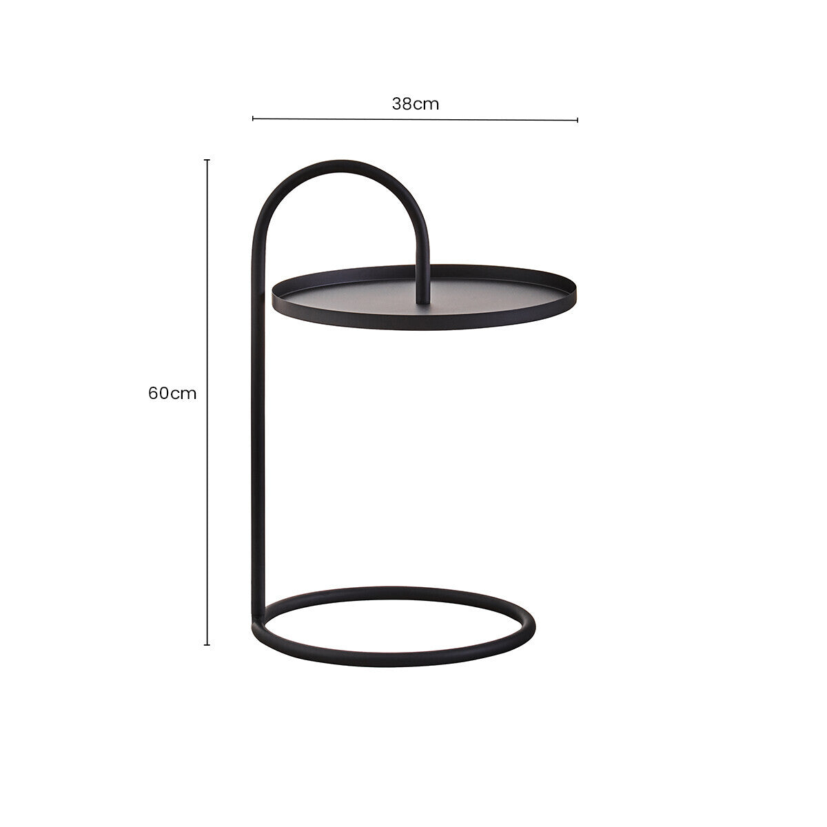 Black Round Top Side Table with Black Finish Iron Hanging Frame | Trosa