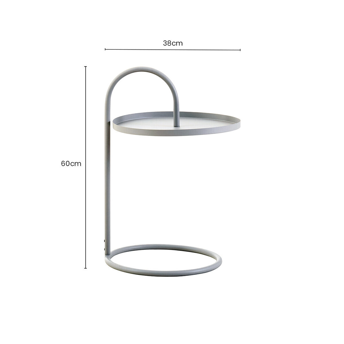 Grey Round Top Side Table with Grey Finish Iron Hanging Frame, Trosa