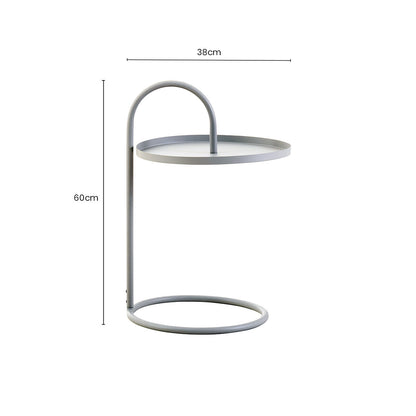 Grey Round Top Side Table with Grey Finish Iron Hanging Frame | Trosa