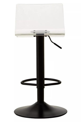 Baina Clear Acrylic Seat Bar Stool With Black Base