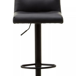 Baina Black Leather Effect Bar Stool with Black Finish Base