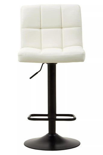 Baina White Leather Effect Quilted Bar Stool
