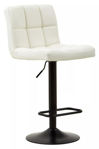 Baina White Leather Effect Quilted Bar Stool