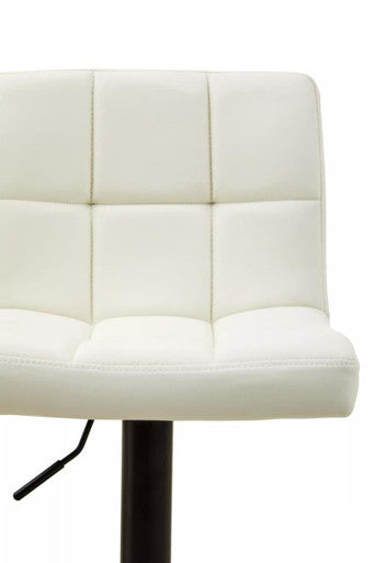 Baina White Leather Effect Quilted Bar Stool