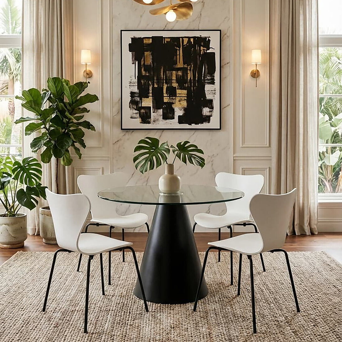 Laila White Seat and Black Legs Dining Chair