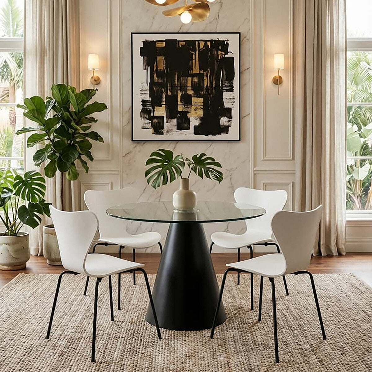 Laila White Seat and Black Legs Dining Chair