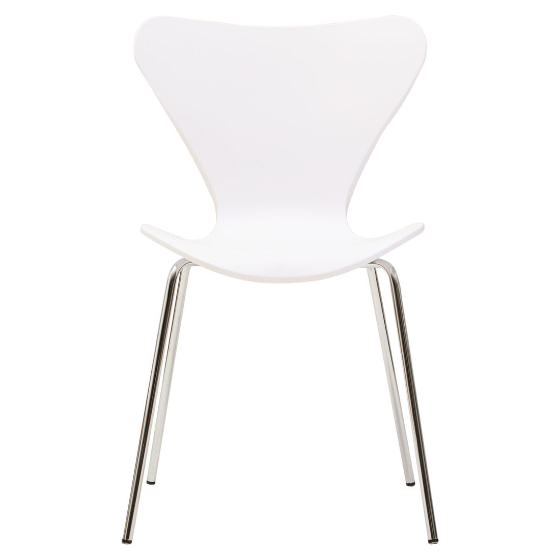 White chair with metal legs on a white background
