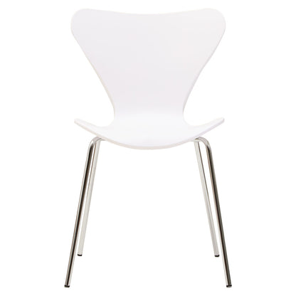 White chair with metal legs on a white background