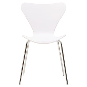 Laila Dining Chair With White Seat And Silver Chrome Legs