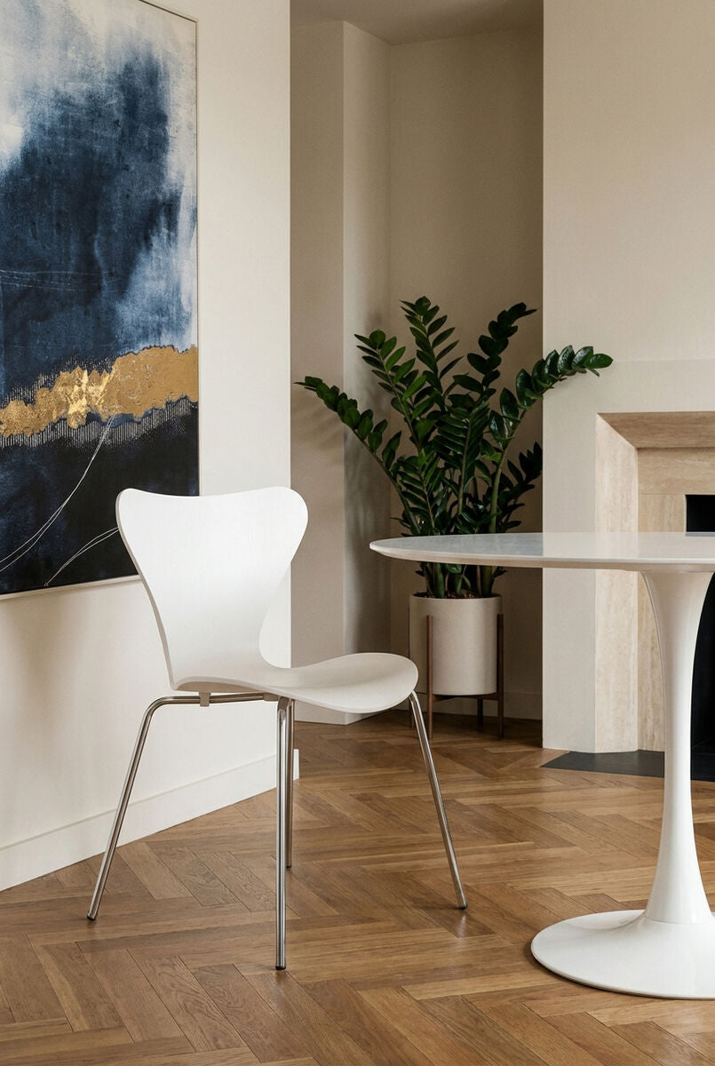 Laila White Seat And Silver Chrome Legs Dining Chair