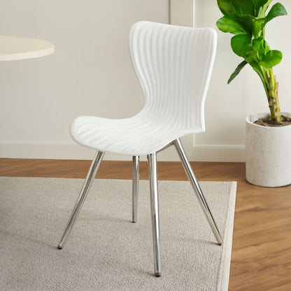Laila Dining Chair With White Seat And Silver Chrome Legs
