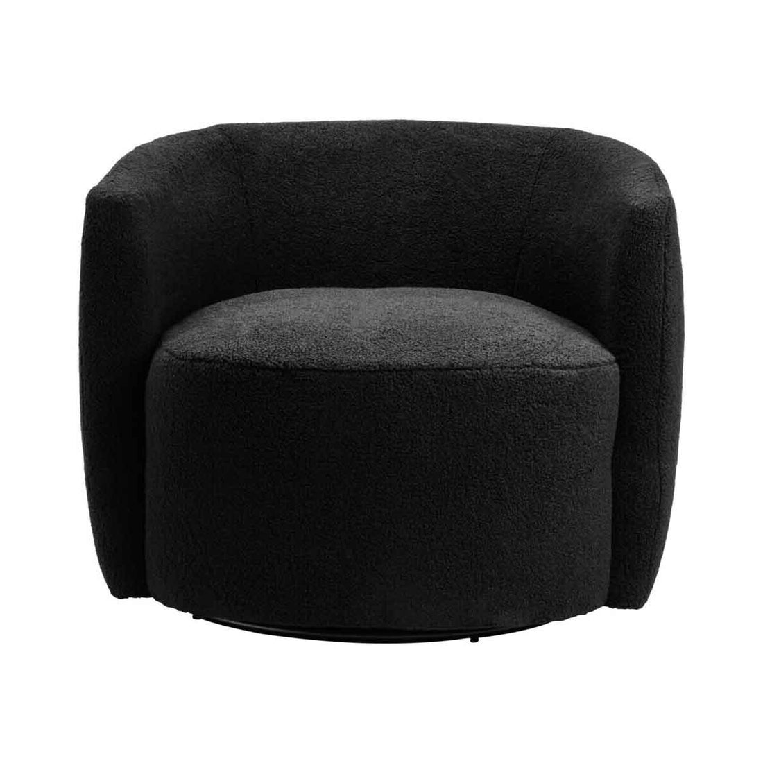 Montreal Black Boucle Effect Curved Lounge Chair With Swivel Base
