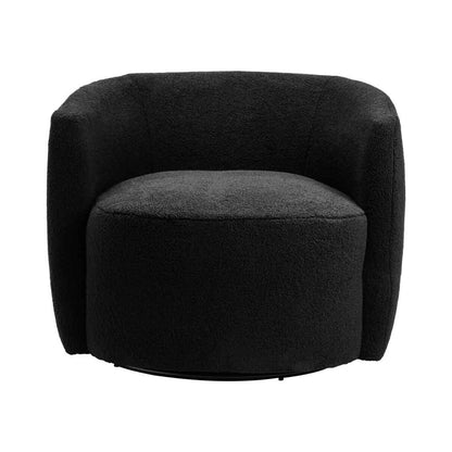 Montreal Black Boucle Effect Curved Lounge Chair With Swivel Base