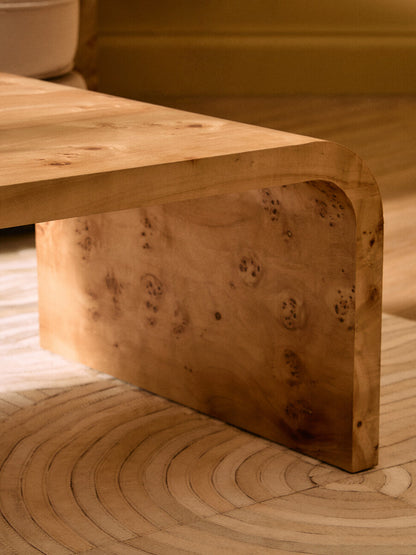 Mota Burl Wood Design Curved Coffee Table
