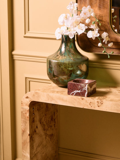 Mota Burl Wood Design Curved Console Table