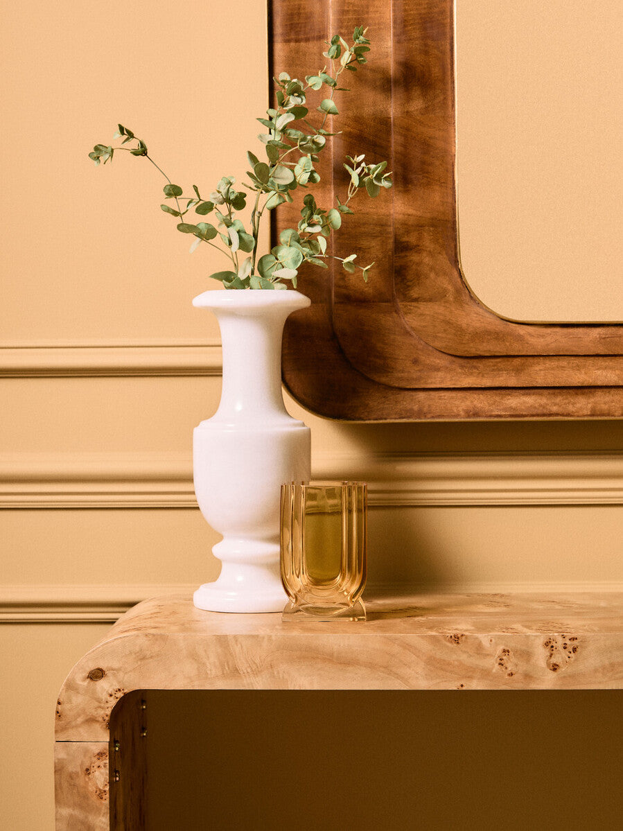 Mota Burl Wood Design Curved Console Table