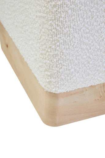 Mota Burl Wood And Cream Boucle Square Stool - Image 10