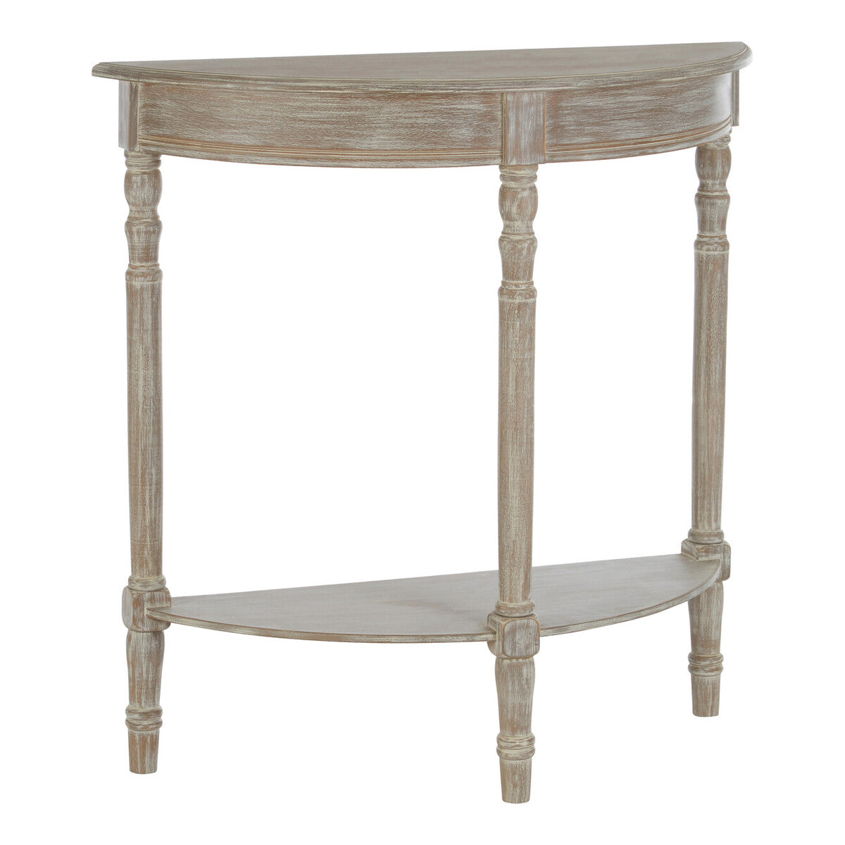 Heritage Half Moon Console Table with Pine Wood Grey Washed Finish