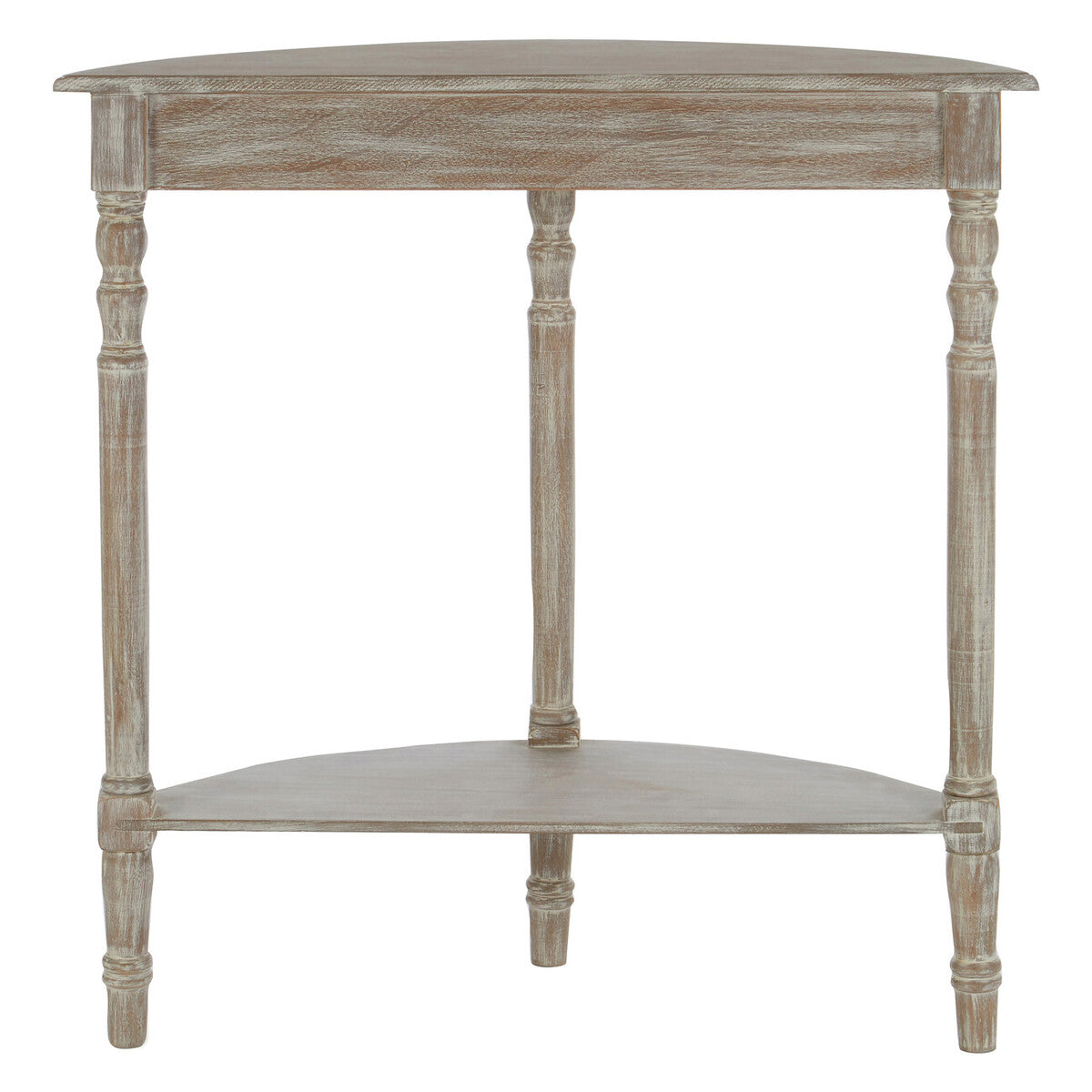 Heritage Half Moon Console Table with Pine Wood Grey Washed Finish