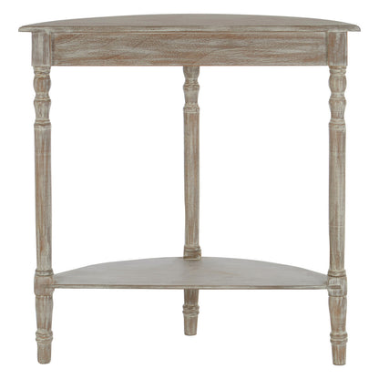Heritage Half Moon Console Table with Pine Wood Grey Washed Finish