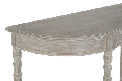 Heritage Half Moon Console Table with Pine Wood Grey Washed Finish