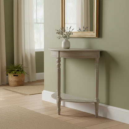 Heritage Half Moon Natural Pine Wood Console Table