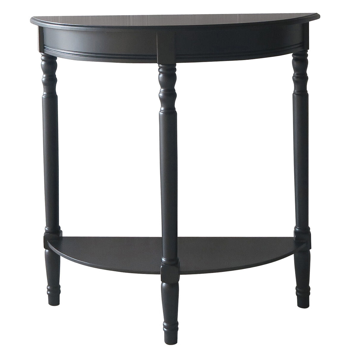 Heritage Black Pine Wood Half Moon Console Table