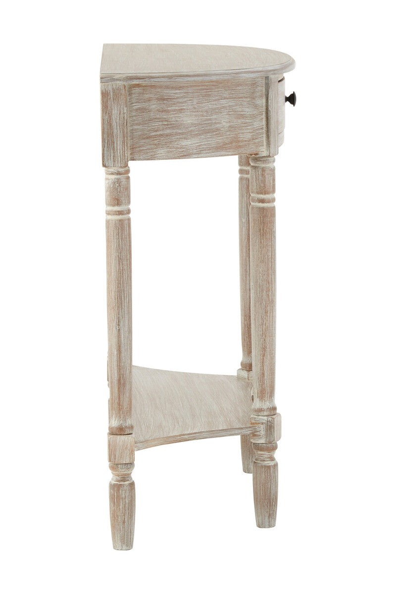 Heritage Natural Wash Pine Wood Half Moon Console Table with Drawer