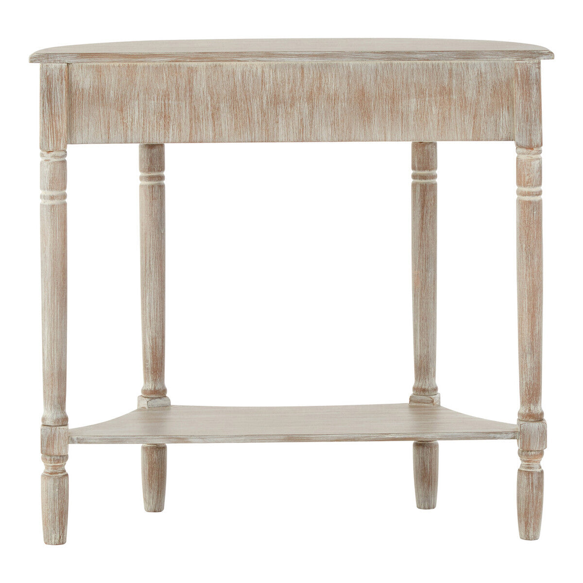 Heritage Washed Finish Pine Wood Half Moon Console Table with Drawer