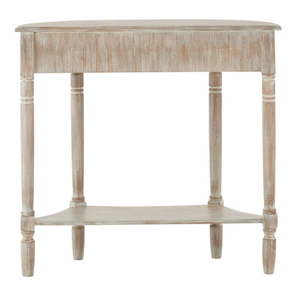 Heritage Washed Finish Pine Wood Half Moon Console Table with Drawer