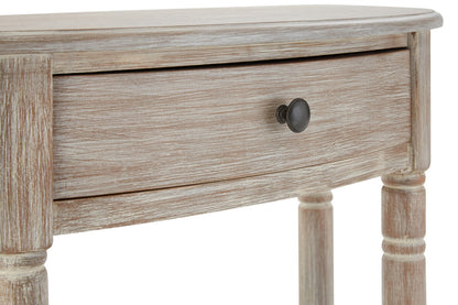 Heritage Washed Finish Pine Wood Half Moon Console Table with Drawer