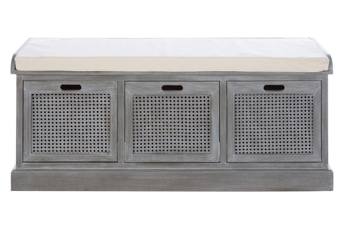 Heritage Grey Three Drawer Storage Bench with Cushion - Image 1