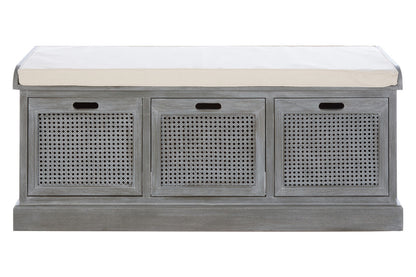 Heritage Grey Three Drawer Storage Bench with Cushion - Image 1