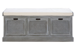 Heritage Grey Three Drawer Storage Bench with Cushion