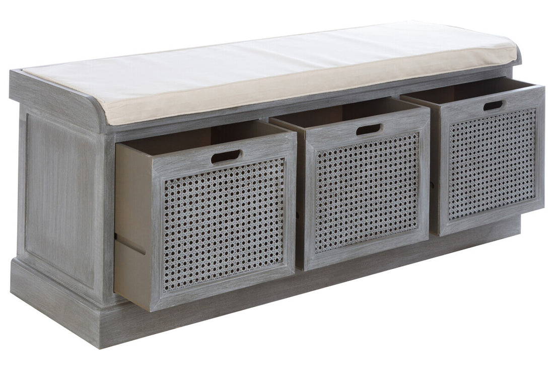 Heritage Grey Three Drawer Storage Bench with Cushion - Image 5