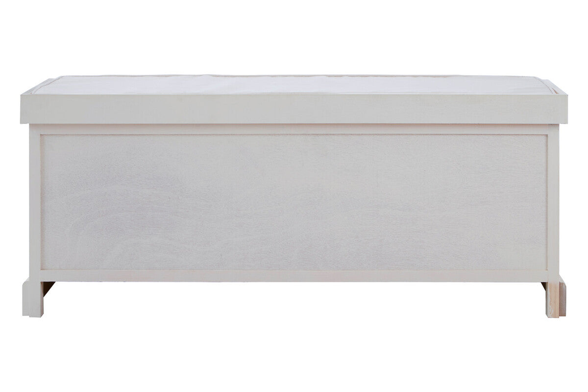 Heritage White Three Drawer Storage Bench with Cushion - Image 4